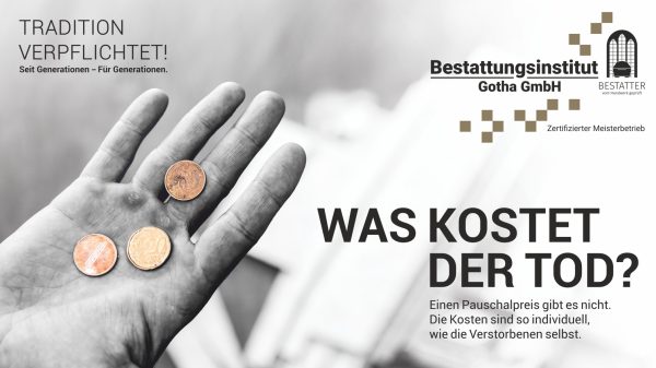 Hand mit Münzen. Was kostet eine BBestattung?